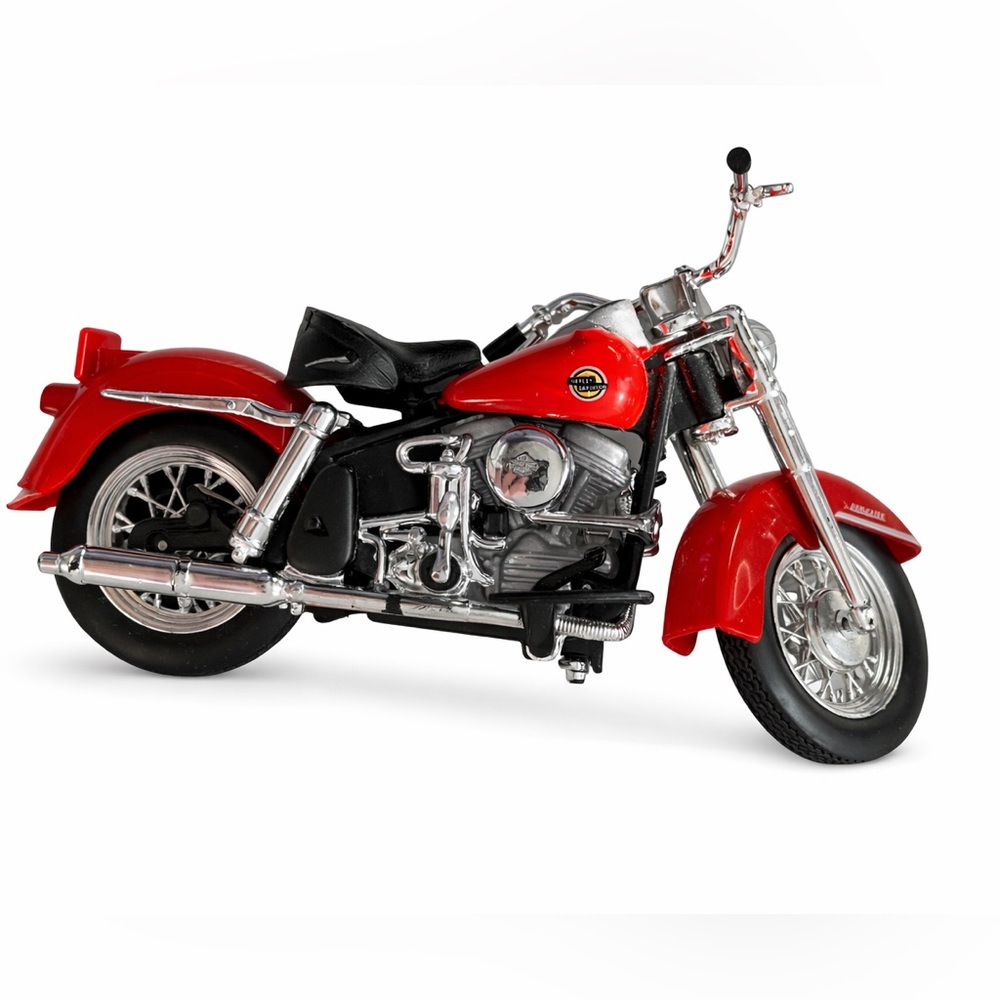 Harley-Davidson Duo-Glide Die-Cast Motorcycle Model | 1:18 Scale | Red & Chrome